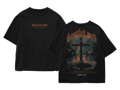 -1 John 2:14- Black Acid Wash Tee