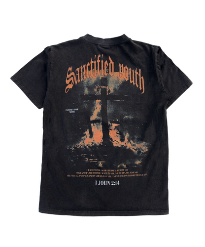 -1 John 2:14- Black Acid Wash Tee