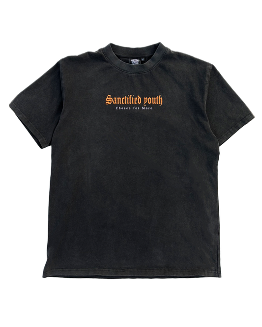-1 John 2:14- Black Acid Wash Tee