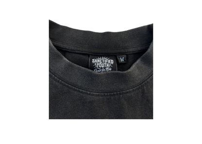 -1 John 2:14- Black Acid Wash Tee